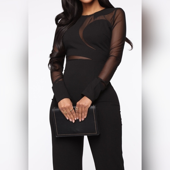 Mesh Black Jumpsuit - Picture 2 of 5